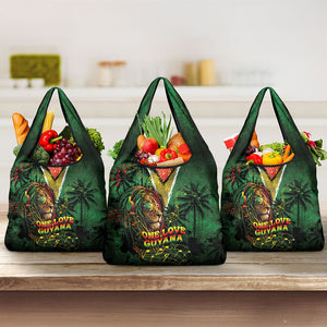 One Love Guyana Grocery Bag Rastafarian Lion Reggae Grunge Style