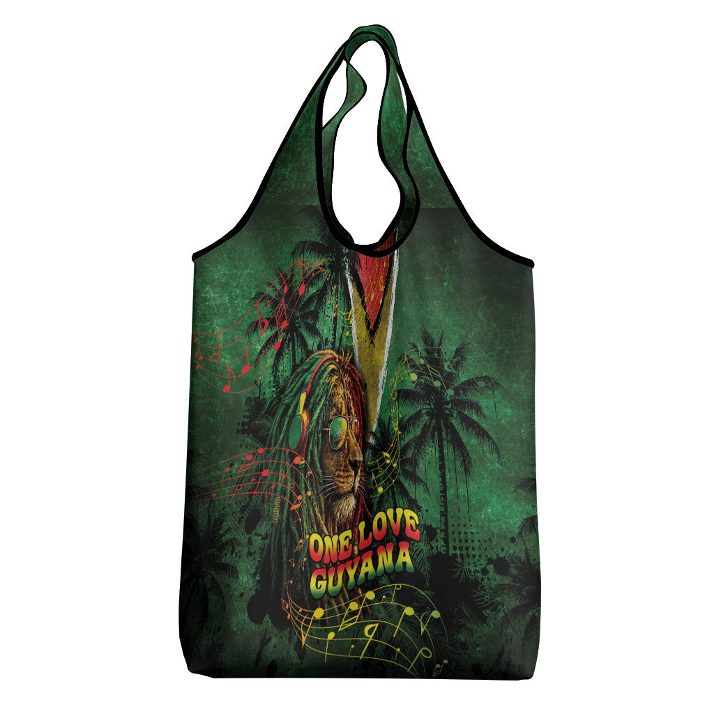 One Love Guyana Grocery Bag Rastafarian Lion Reggae Grunge Style