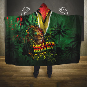 One Love Guyana Hooded Blanket Rastafarian Lion Reggae Grunge Style