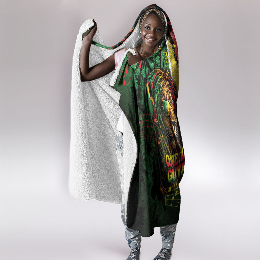 One Love Guyana Hooded Blanket Rastafarian Lion Reggae Grunge Style
