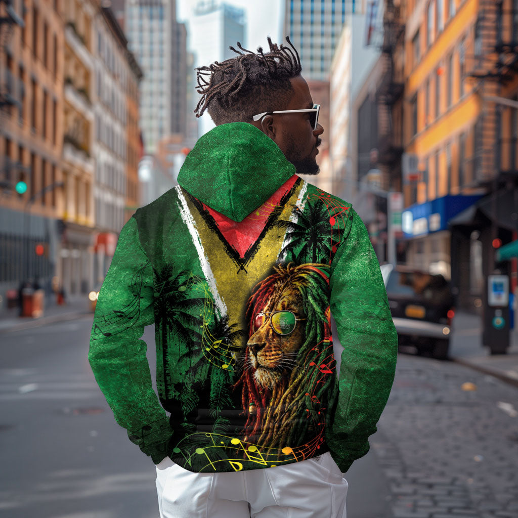 One Love Guyana Hoodie Rastafarian Lion Reggae Grunge Style