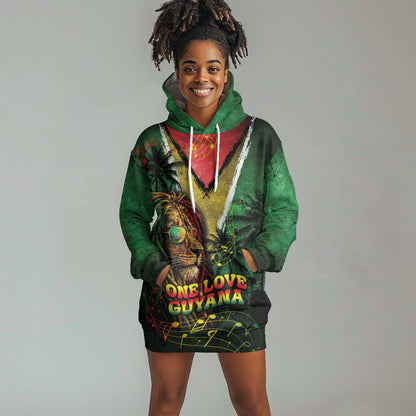 One Love Guyana Hoodie Dress Rastafarian Lion Reggae Grunge Style