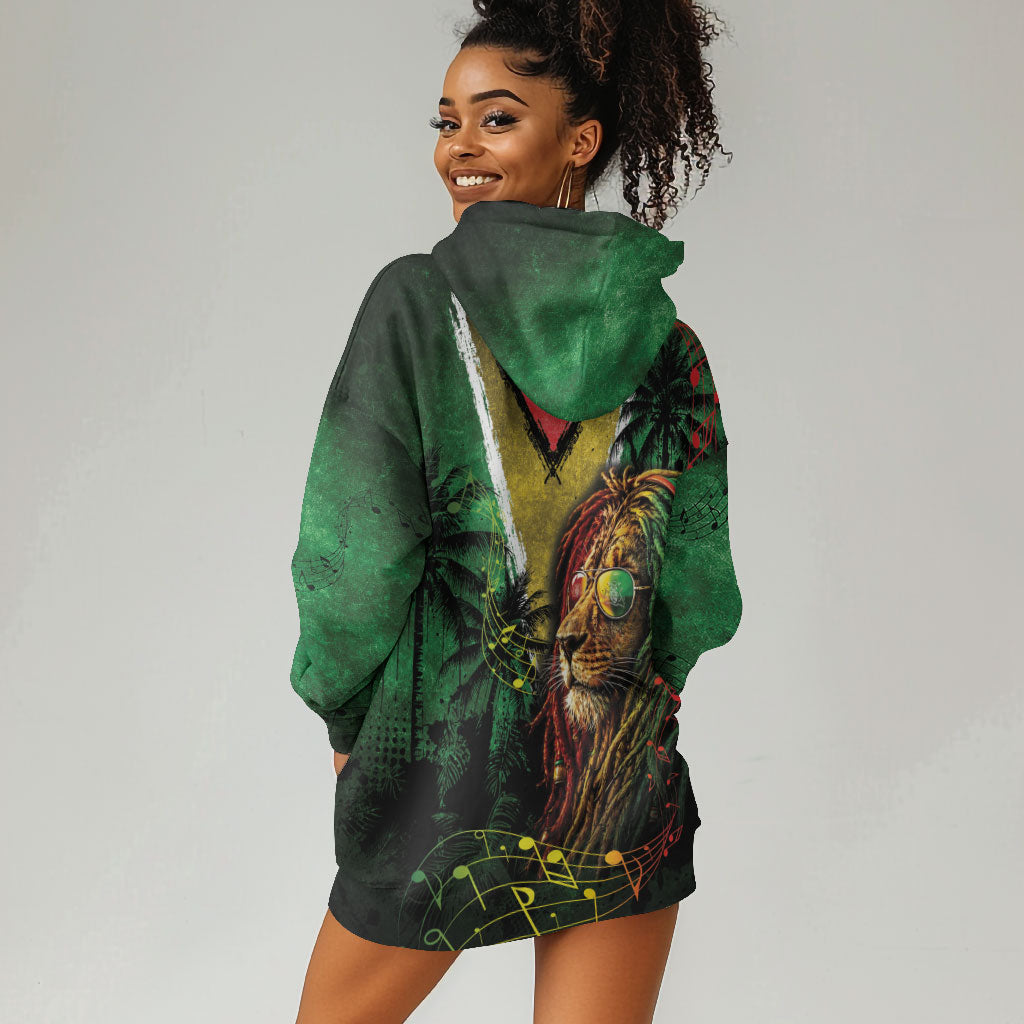 One Love Guyana Hoodie Dress Rastafarian Lion Reggae Grunge Style
