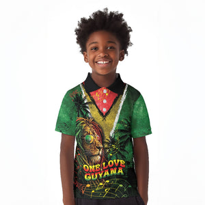 One Love Guyana Kid Polo Shirt Rastafarian Lion Reggae Grunge Style