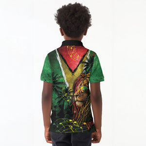 One Love Guyana Kid Polo Shirt Rastafarian Lion Reggae Grunge Style
