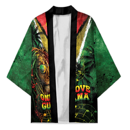 One Love Guyana Kimono Rastafarian Lion Reggae Grunge Style
