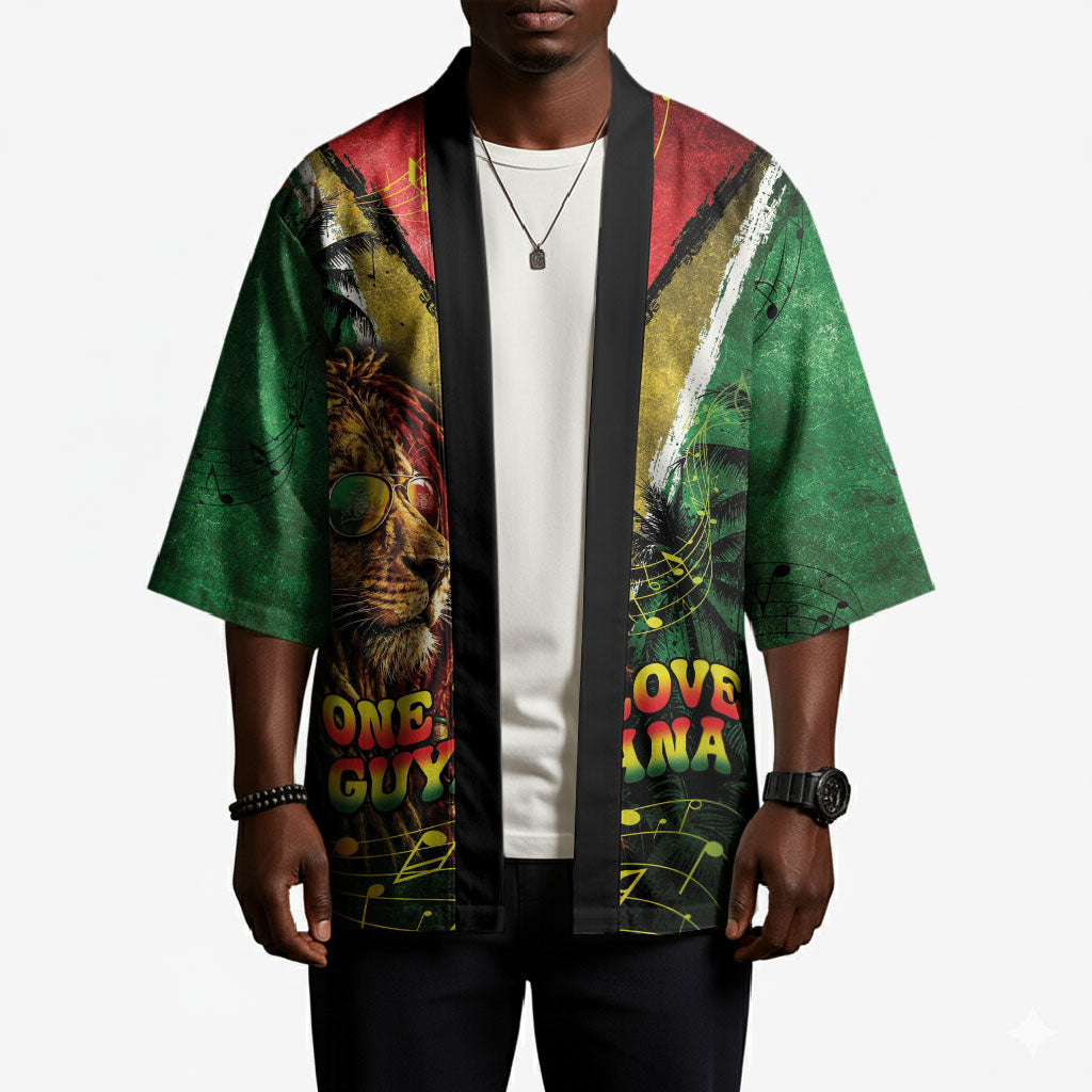 One Love Guyana Kimono Rastafarian Lion Reggae Grunge Style