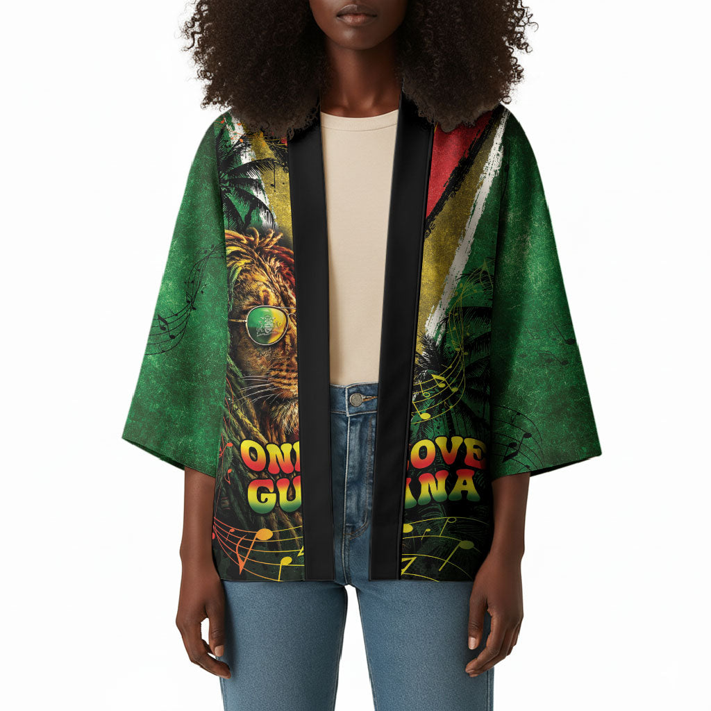 One Love Guyana Kimono Rastafarian Lion Reggae Grunge Style