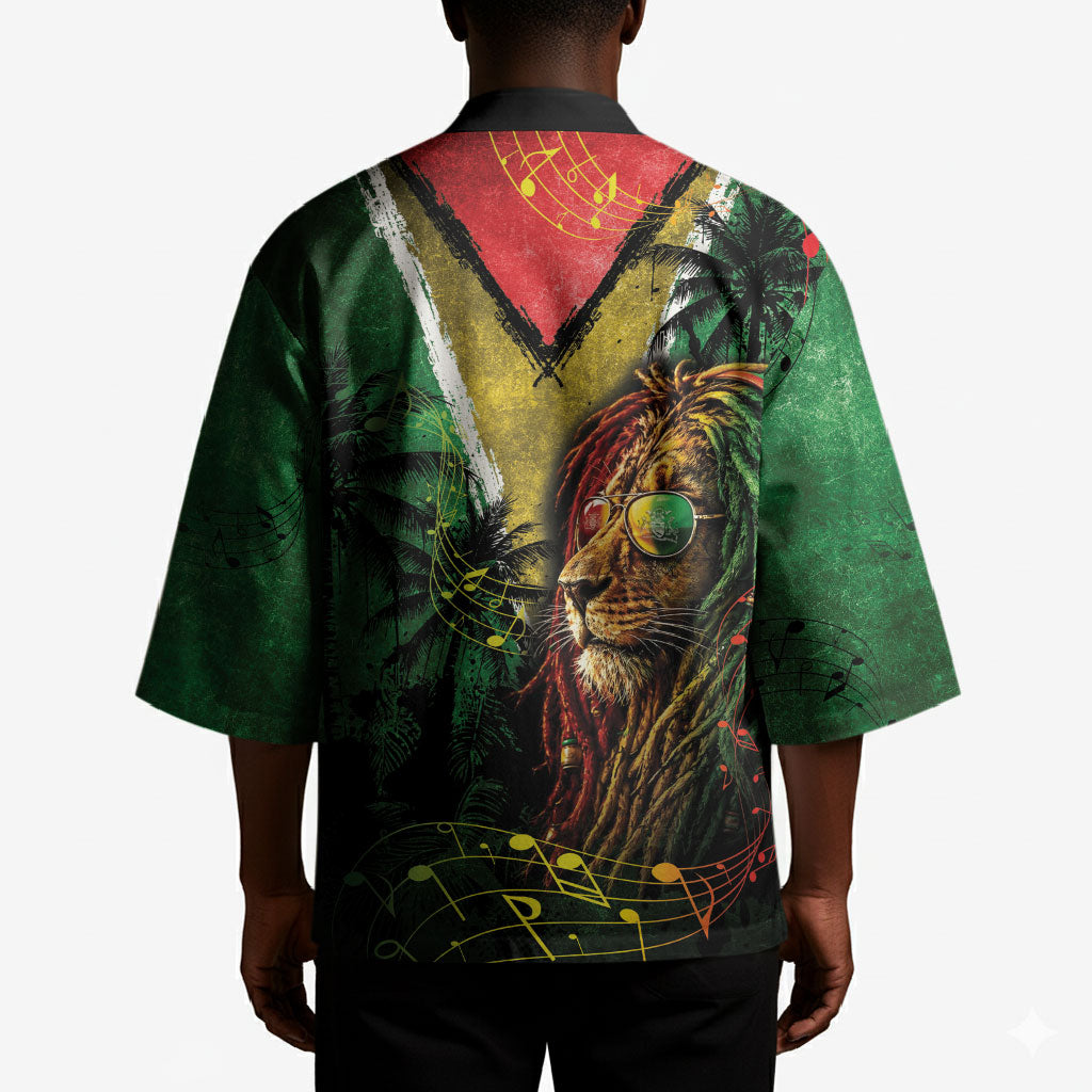 One Love Guyana Kimono Rastafarian Lion Reggae Grunge Style