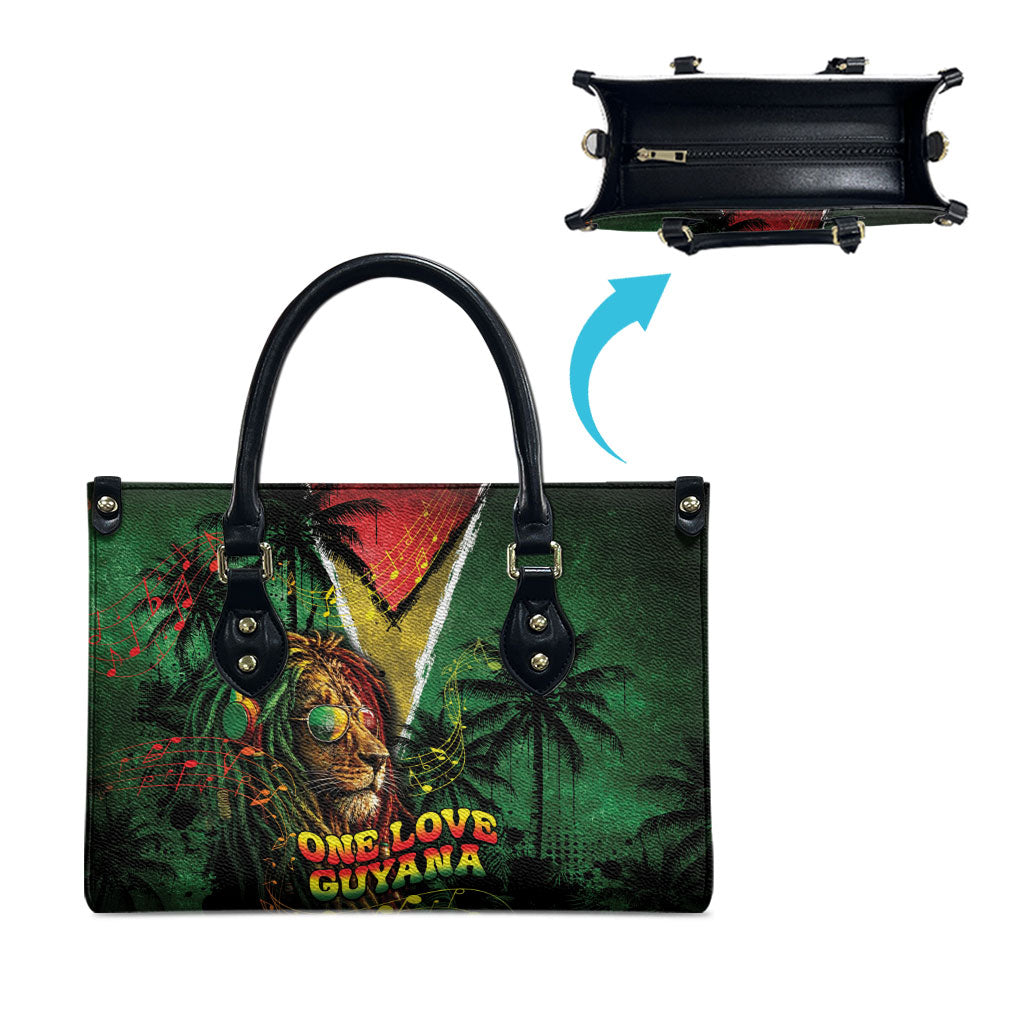 One Love Guyana Leather Bag Rastafarian Lion Reggae Grunge Style