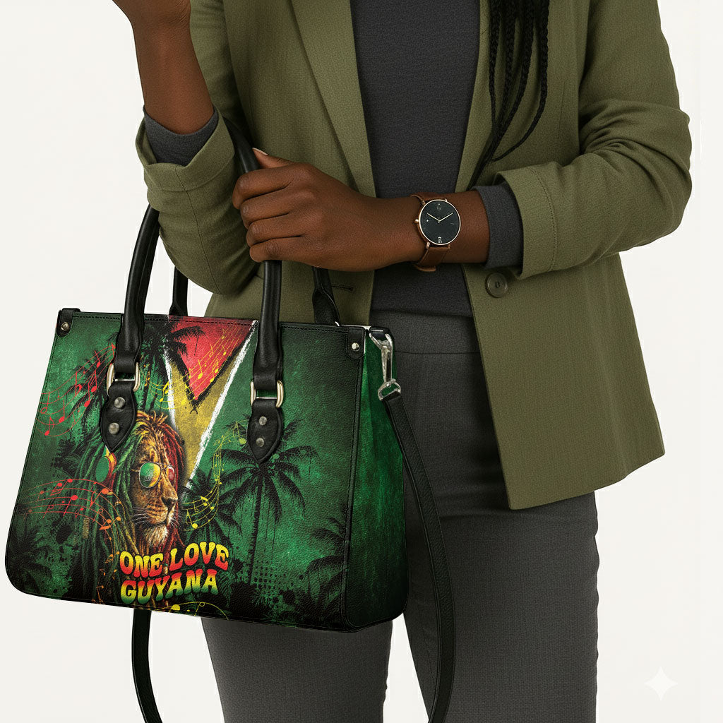 One Love Guyana Leather Bag Rastafarian Lion Reggae Grunge Style