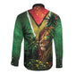 One Love Guyana Long Sleeve Button Shirt Rastafarian Lion Reggae Grunge Style