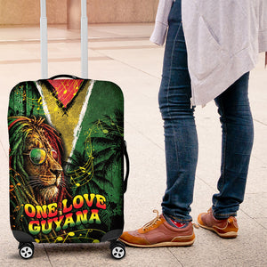 One Love Guyana Luggage Cover Rastafarian Lion Reggae Grunge Style