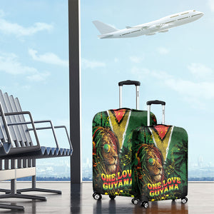 One Love Guyana Luggage Cover Rastafarian Lion Reggae Grunge Style