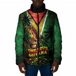 One Love Guyana Padded Jacket Rastafarian Lion Reggae Grunge Style
