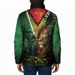 One Love Guyana Padded Jacket Rastafarian Lion Reggae Grunge Style