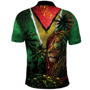 One Love Guyana Polo Shirt Rastafarian Lion Reggae Grunge Style