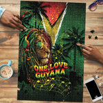 One Love Guyana Puzzle Rastafarian Lion Reggae Grunge Style