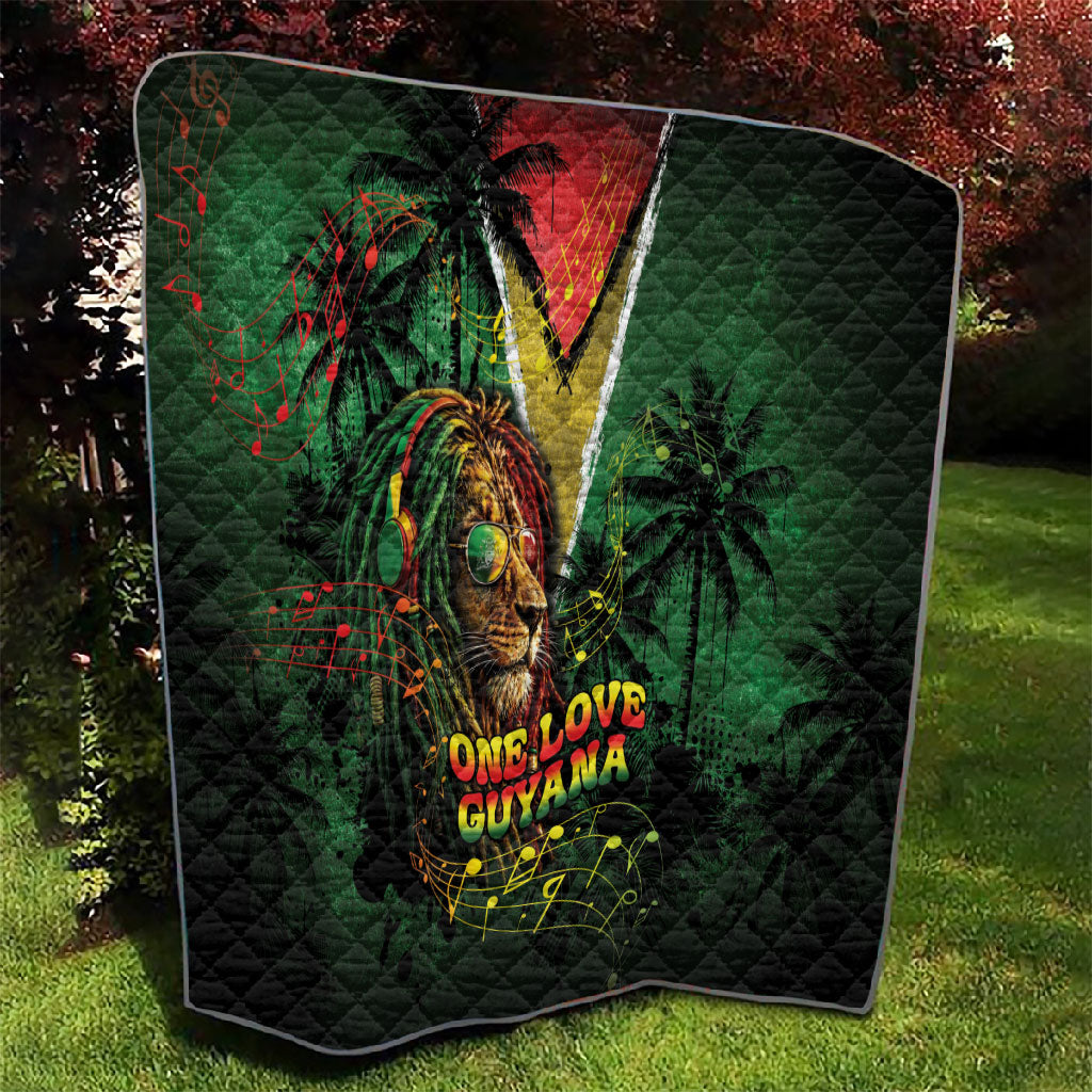 One Love Guyana Quilt Rastafarian Lion Reggae Grunge Style