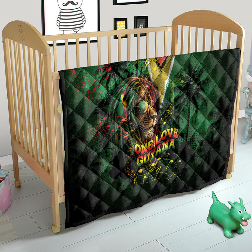 One Love Guyana Quilt Rastafarian Lion Reggae Grunge Style