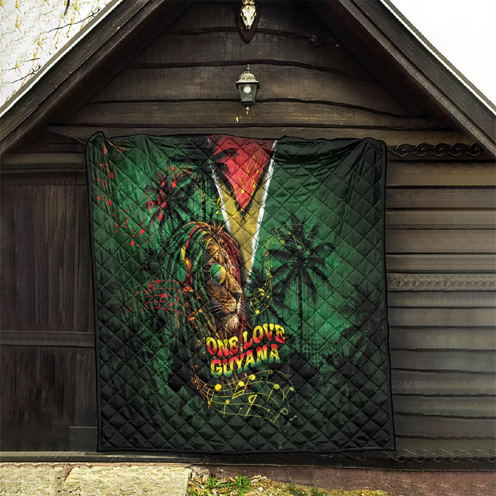 One Love Guyana Quilt Rastafarian Lion Reggae Grunge Style