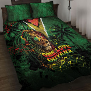 One Love Guyana Quilt Bed Set Rastafarian Lion Reggae Grunge Style