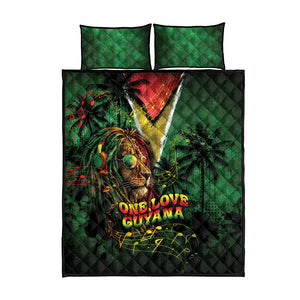 One Love Guyana Quilt Bed Set Rastafarian Lion Reggae Grunge Style