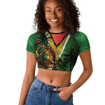 One Love Guyana Raglan Cropped T shirt Rastafarian Lion Reggae Grunge Style