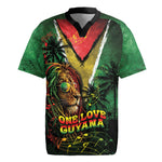 One Love Guyana Rugby Jersey Rastafarian Lion Reggae Grunge Style