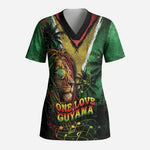 One Love Guyana Scrub Top Rastafarian Lion Reggae Grunge Style