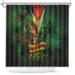 One Love Guyana Shower Curtain Rastafarian Lion Reggae Grunge Style