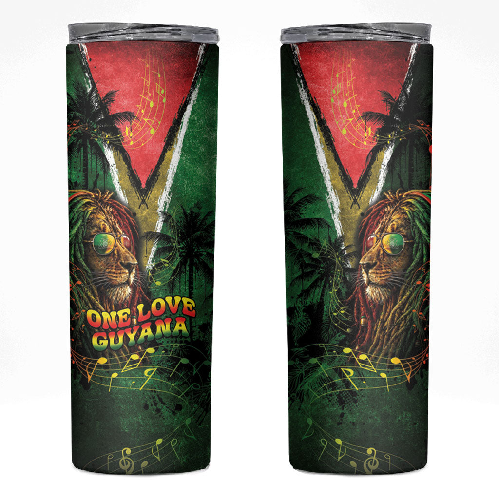 One Love Guyana Skinny Tumbler Rastafarian Lion Reggae Grunge Style