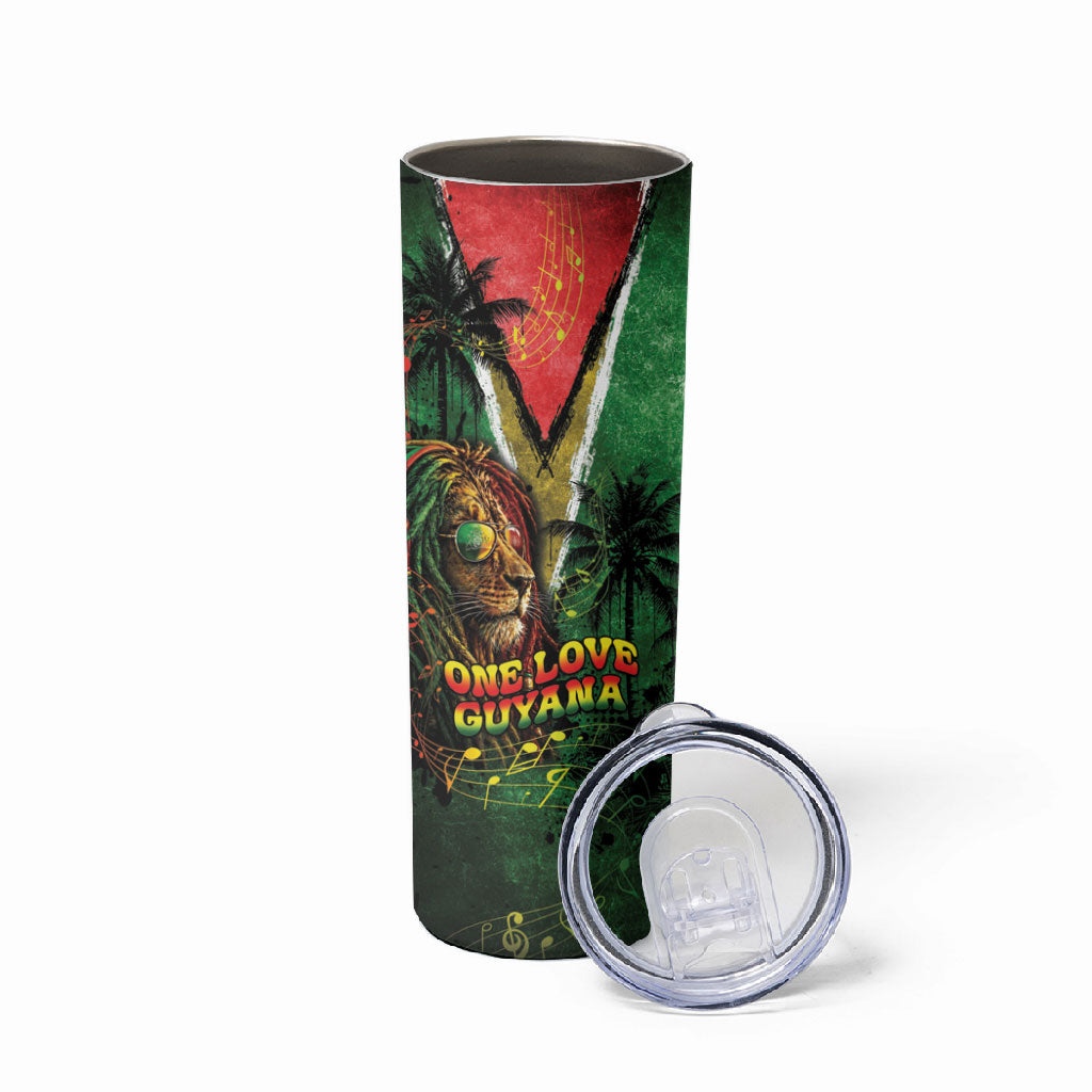 One Love Guyana Skinny Tumbler Rastafarian Lion Reggae Grunge Style