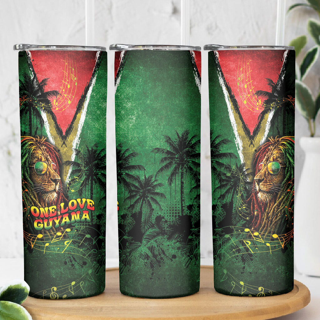One Love Guyana Skinny Tumbler Rastafarian Lion Reggae Grunge Style