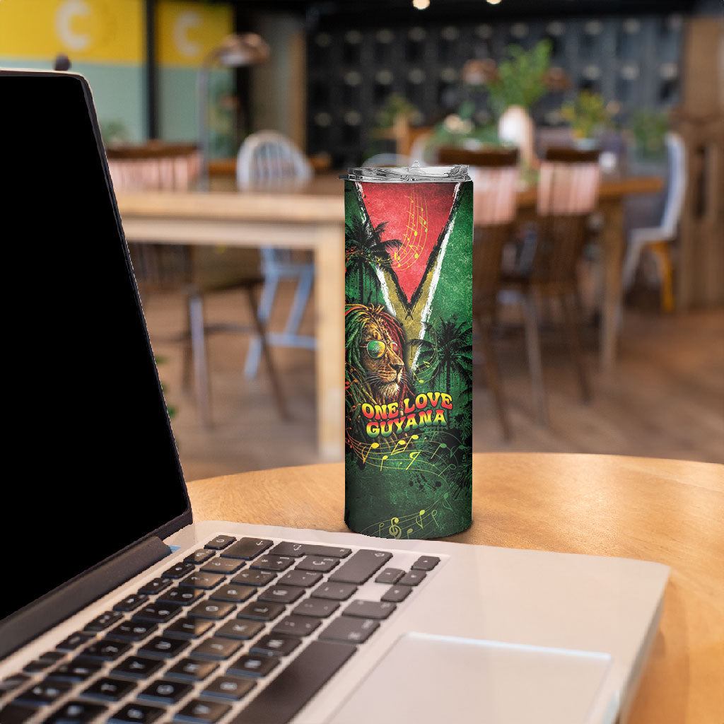 One Love Guyana Skinny Tumbler Rastafarian Lion Reggae Grunge Style
