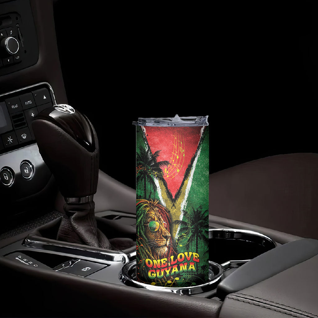 One Love Guyana Skinny Tumbler Rastafarian Lion Reggae Grunge Style