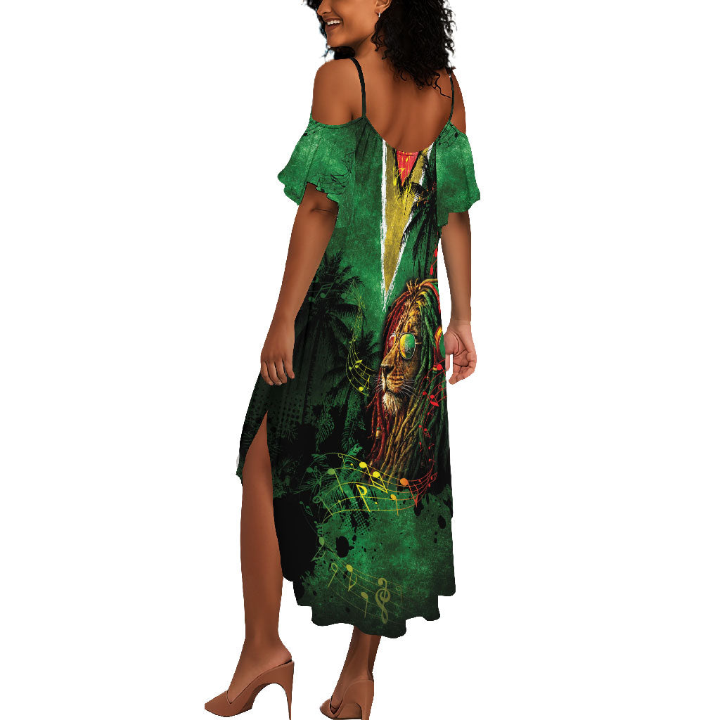 One Love Guyana Summer Maxi Dress Rastafarian Lion Reggae Grunge Style