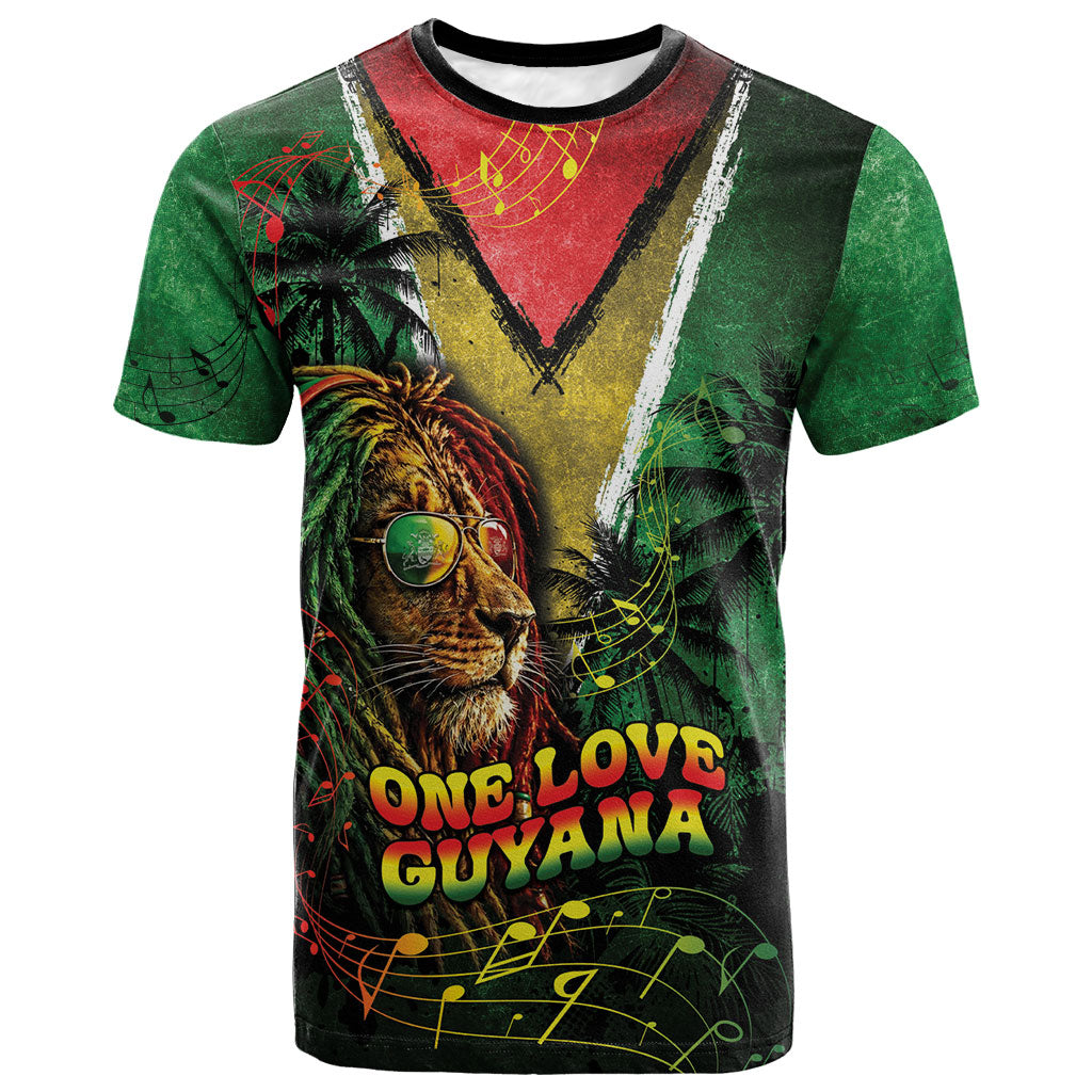One Love Guyana T shirt Rastafarian Lion Reggae Grunge Style