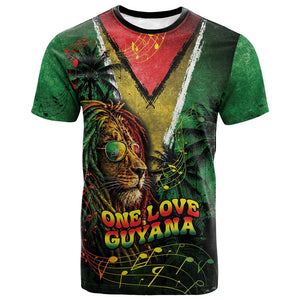 One Love Guyana T shirt Rastafarian Lion Reggae Grunge Style