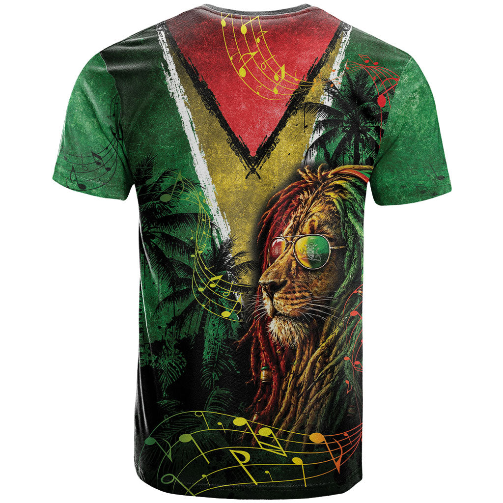 One Love Guyana T shirt Rastafarian Lion Reggae Grunge Style