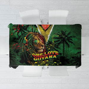 One Love Guyana Tablecloth Rastafarian Lion Reggae Grunge Style