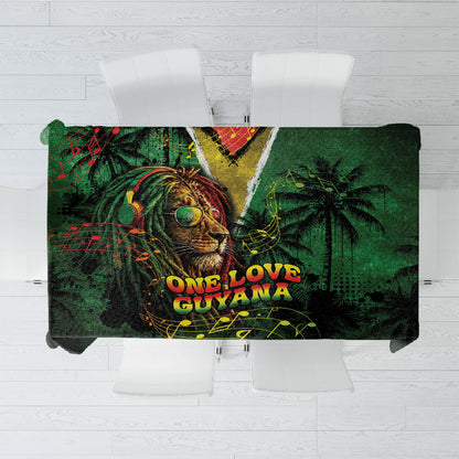 One Love Guyana Tablecloth Rastafarian Lion Reggae Grunge Style