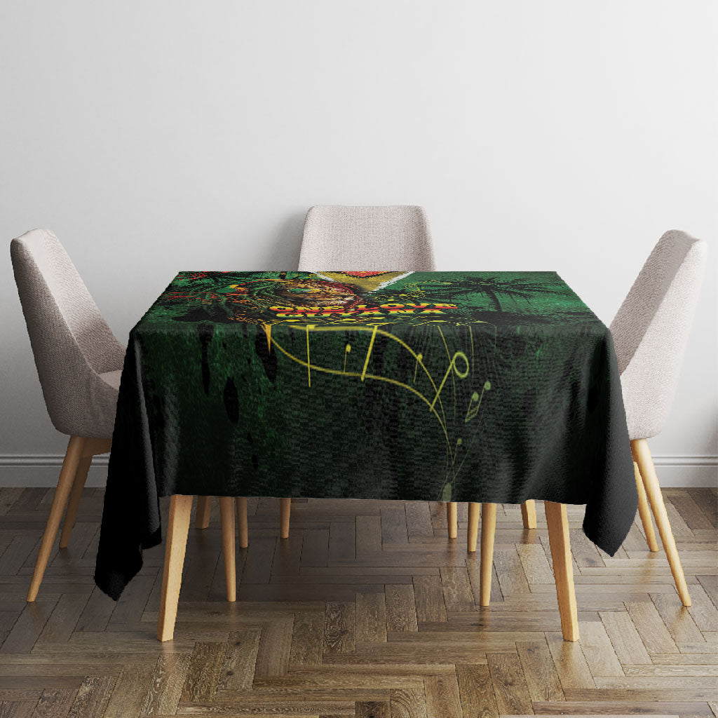 One Love Guyana Tablecloth Rastafarian Lion Reggae Grunge Style