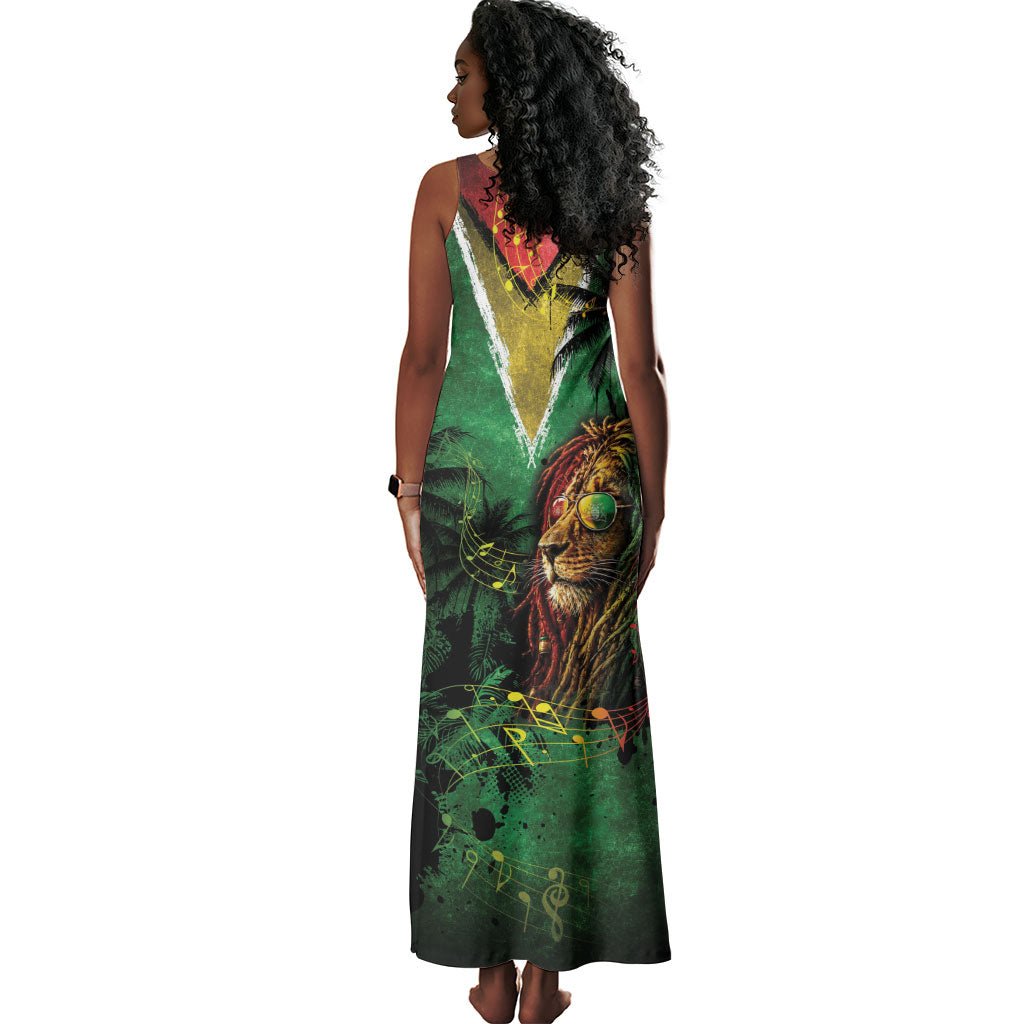 One Love Guyana Tank Maxi Dress Rastafarian Lion Reggae Grunge Style