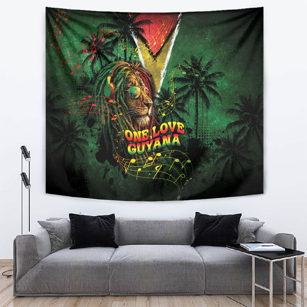 One Love Guyana Tapestry Rastafarian Lion Reggae Grunge Style