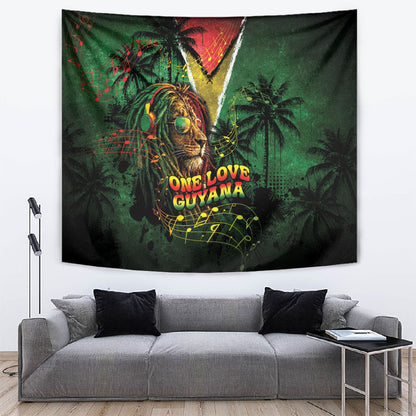 One Love Guyana Tapestry Rastafarian Lion Reggae Grunge Style