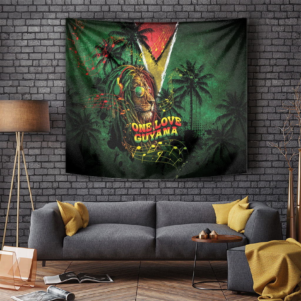 One Love Guyana Tapestry Rastafarian Lion Reggae Grunge Style