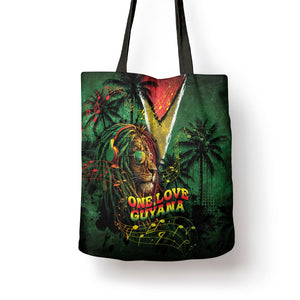 One Love Guyana Tote Bag Rastafarian Lion Reggae Grunge Style