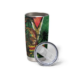 One Love Guyana Tumbler Cup Rastafarian Lion Reggae Grunge Style