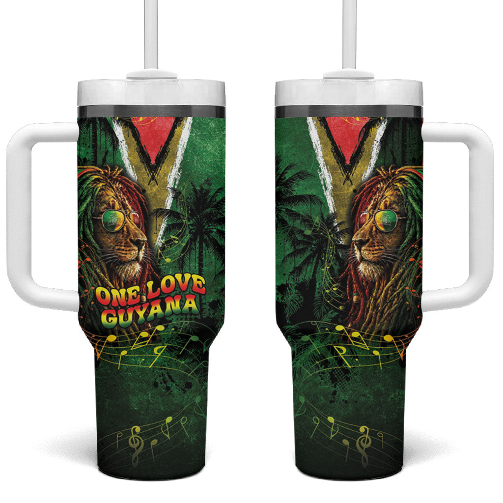 One Love Guyana Tumbler With Handle Rastafarian Lion Reggae Grunge Style